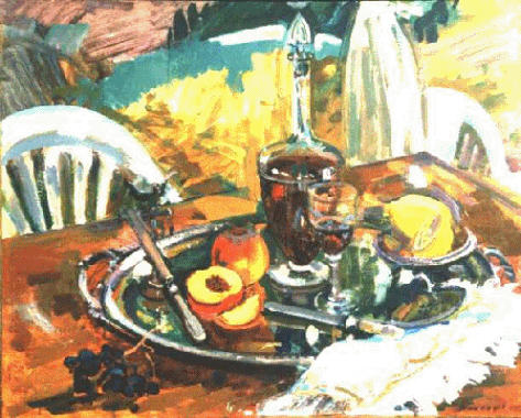 Still life on a silver tray. 1995. Canvas, oil